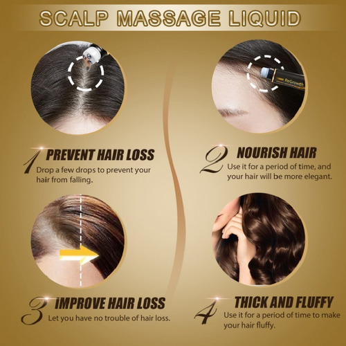 4 Peças De Sérum De Cabelo Orgânico Regrowth Roller Crescime