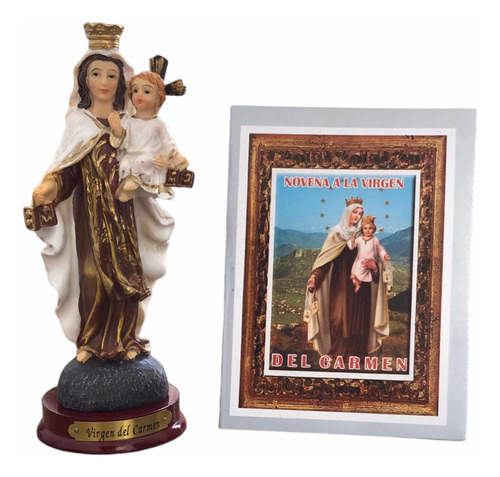Virgen De El Carmen En Porcelana 14cm + Novena