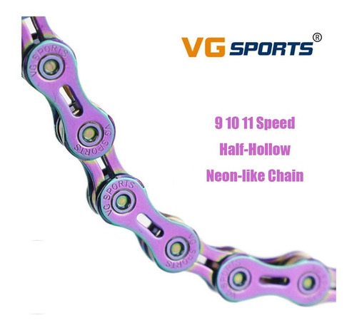 Imagen 3 de 4 de Cadena Vg Sports Neon 11v Ultra Alivianada - Cumpasbikeshop
