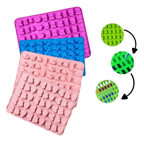 Set De 5 Moldes Para Gomitas Más 2 Goteros Moldes De Silicón
