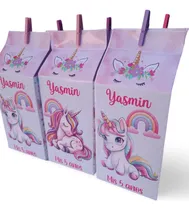 Comprar Bolsitas Cumpleaños Unicornio X15 Milk Box Golosineras Nena