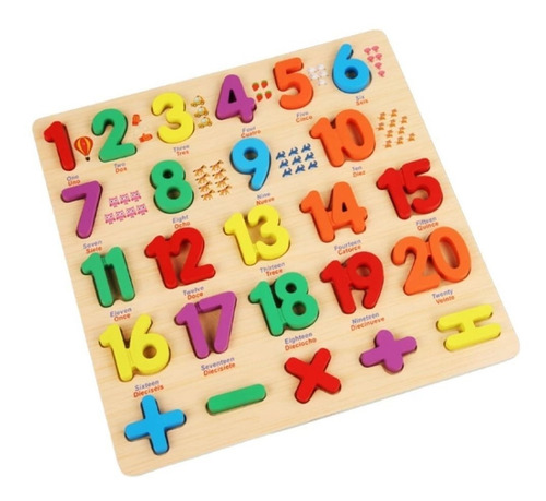 Rompecabezas Madera Números Juego Didáctico Matematicas