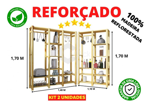 2x Kit Roupaeiros Expositoras P Areas De Serviço C Prateleir