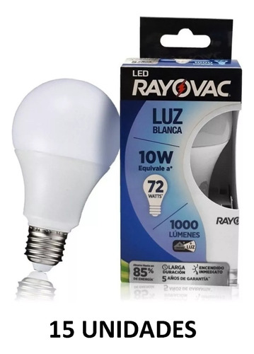 Caja De 15 Ampolletas Led Luz Blanca Rayovac 10w