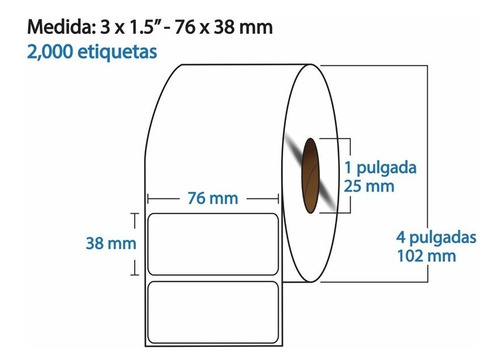 Imagen 6 de 8 de Etiqueta Transparente 3x1.5 (76x38 Mm) Rollo 2,000 Pzas C1