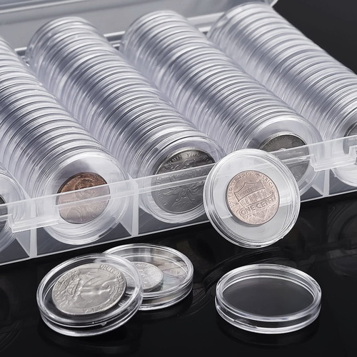 Hicarer - Monedas De Plástico Redondo Con Caja Organizadora