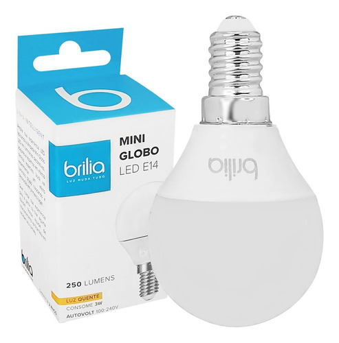 Lâmpada Bolinha Led Leitosa G45 3w Bivolt E14 Quente Brilia