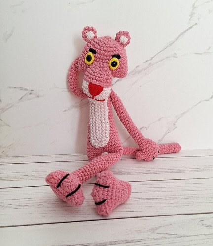 Muñeco Pantera Rosa - Regalo - Tejido Al Crochet - Amigurumi