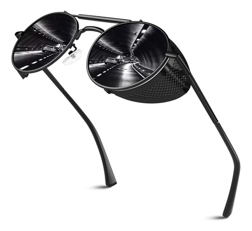 Gafas De Sol Steampunk Polarizadas Retro Redondas Gafas Con