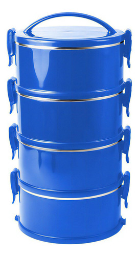 Marmita Termoprática Revestida Em Aço Inox 4 Unidades E 1 Di Cor Azul
