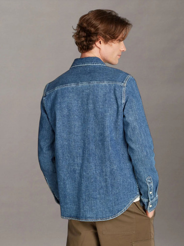 Camisa Slim Denim Azul Calvin Klein