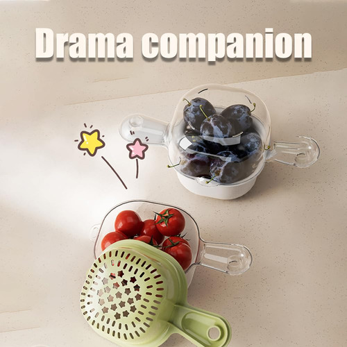 Cesta De Drenaje De Doble Capa For Cocina Con Asa, Colador