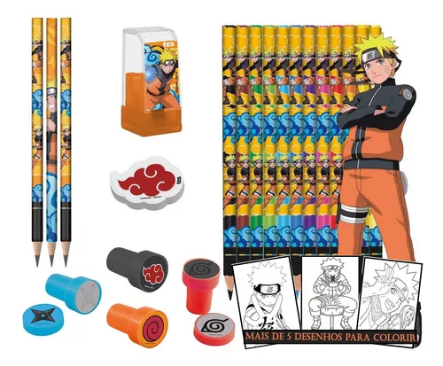 Kit Material Escolar Infantil Completo Naruto Shippuden Nf