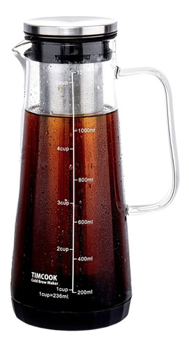 Imagen 1 de 4 de Cafetera Cold Brew Jarra De Vidrio Filtro Metálico 1 Litro
