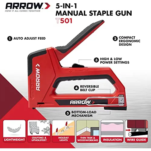Grapa Y Clavadora Manual Arrow T501 5 En 1