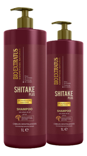 Kit 2 Shampoo Limpeza Nutritiva Shitake 1l Bio Extratu K7945