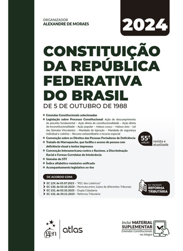 Constituição Da República Federativa Do Brasil, De Equipe Atlas. Editora Atlas, Capa Mole, Edição 55 Em Português, 2024