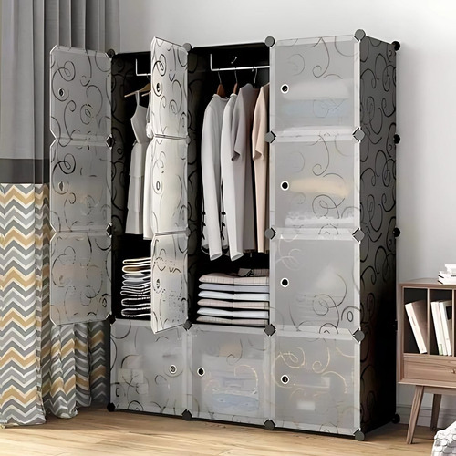Clóset Organizador Modular Armario 12 Cubos Plástico Ropa Practiksa Color Negro