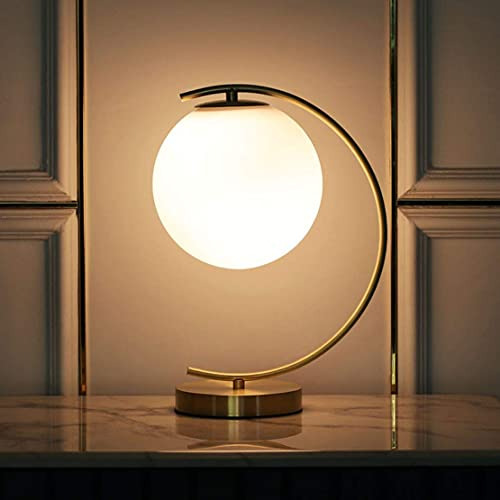Lámpara Mesita Noche Moderna Dorada Moon Shape