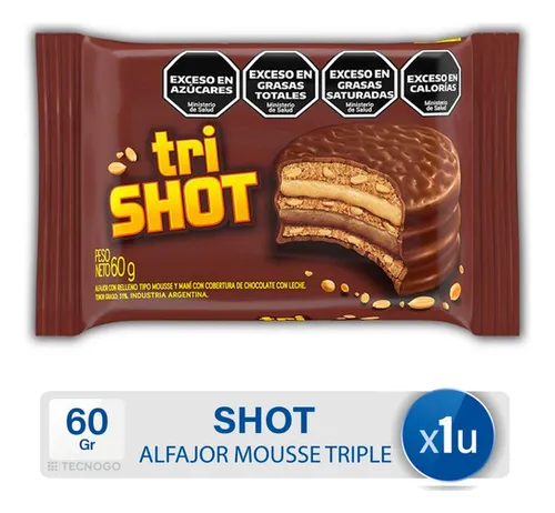 Alfajor Triple Tri Shot Relleno De Mousse Y Mani 60g
