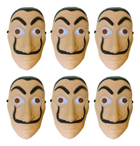 Pack 6 Máscaras Salvador Dali La Casa De Papel Halloween