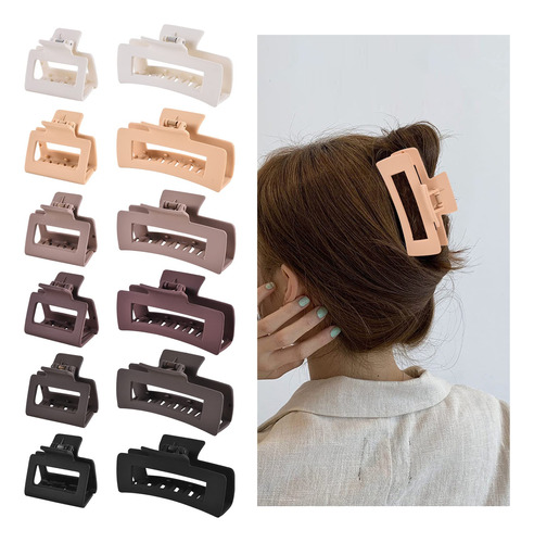 12 Clips Rectangulares, Accesorios Para Mujeres Y Ninas, Inc