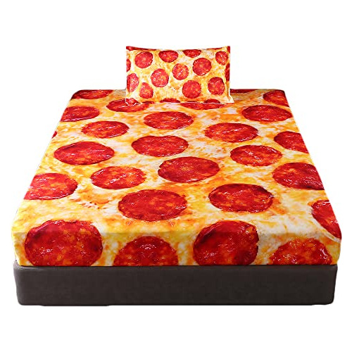 Juego De Ropa De Cama Twin Diseño De Pizza De Pepperon...