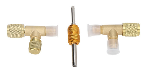 Adaptador En T De Latón Con Núcleo De Válvulas De 1/4 Pulgad