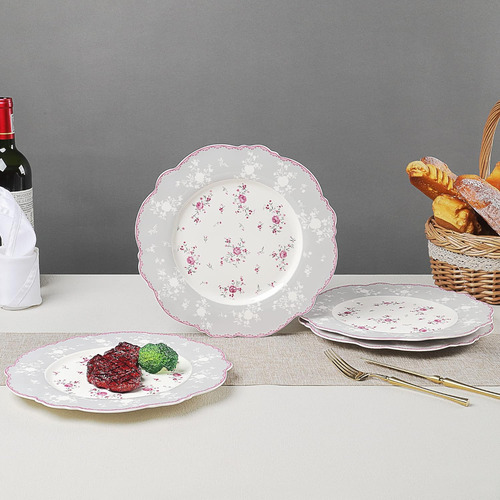 Conjunto De 4 Pratos De Jantar De Porcelana Fanquare De 10 P