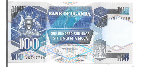 Liquido Billete De Uganda.  100 Shilling 1988 