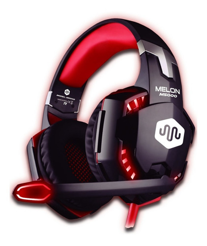 Auricular Gamer Melon Con Microfono Ajustable M5000 Color Rojo