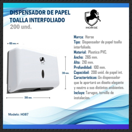 Dispensador De Papel Toalla Interfoleado Para 200 Unidades