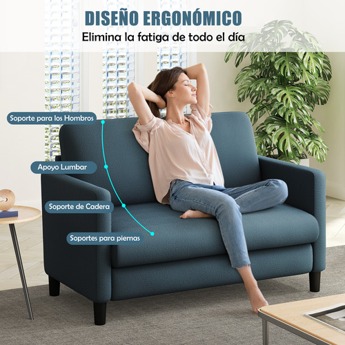 Sofá Pequeño Sala Sillón Minimalista Tapizado Con 2 Personas
