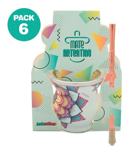 Imagen 1 de 10 de Kit 6 Mate Bombilla Set Regalo Artentino Oferta Por Mayor