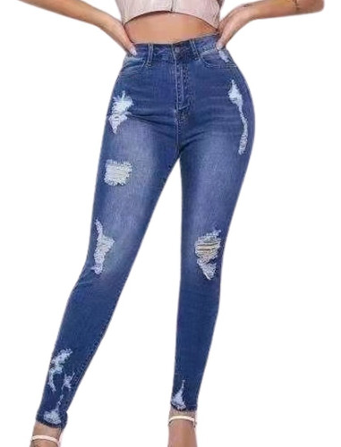 Jeans Mujer Destroyed Pitillo Elasticados Leggins