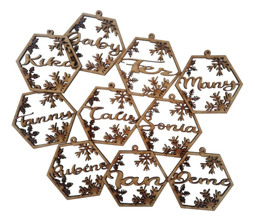 Esferas Navideñas Hexagonal Copos Nieve Personalizada 10pzas