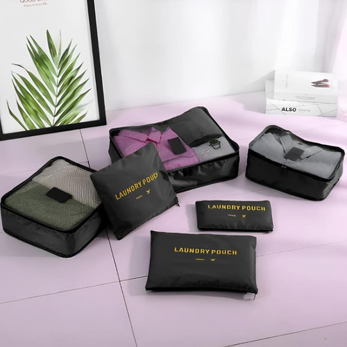 Set X6 Organizadores De Valija Viaje Neceser Negro