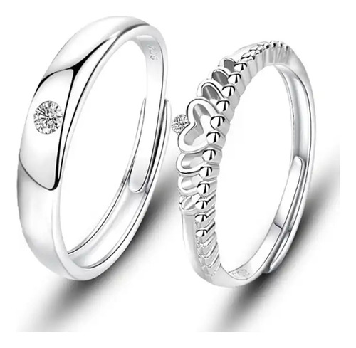 Anillos Parejas Ajustable Liso Y Corazon Enchapado