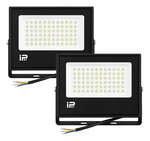 Kit 2 Refletores Super Led Holofote 500w Economico Resistente Para Fachadas E Jardins Branco Frio Bivolt