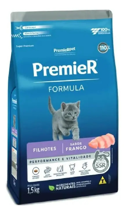 Ração Seca PremieR Gatos Filhotes Frango 1,5 Kg Saúde Oral