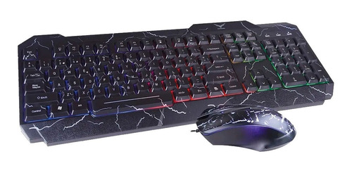 Kit Teclado Y Mouse Gamer Pc Laptop Rgb Led Multimedia Naceb Ergonomico Alambrico Usb Optico Español