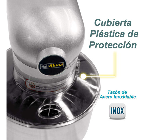 Batidora Planetaria Rhino, Bati-7, 7 Litros, Acero Inox.