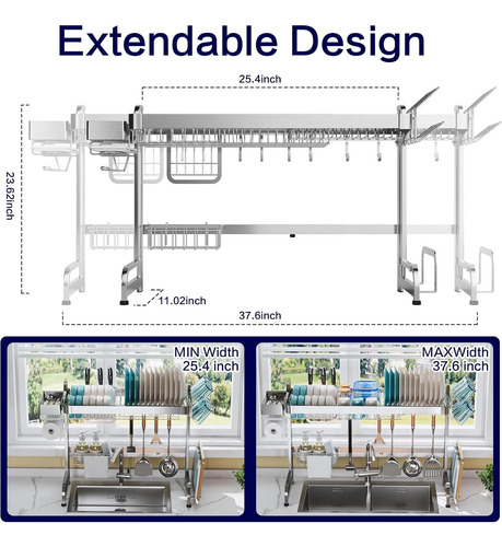 Escurridor Ajustable Para Fregadero Práctico Plateado