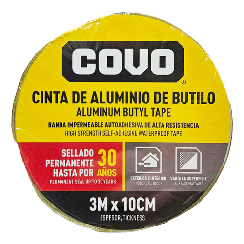 Cinta De Aluminio De Butilo Autoadhesiva Covo 3m X 10cm