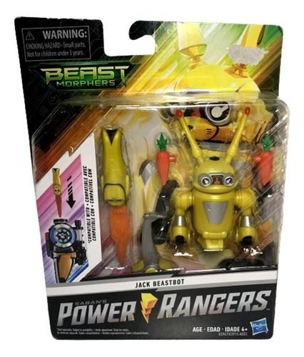 Boneco Colecionável Jack Beastbot - Com Acessórios E Chave Morph-x - Personagem Do Desenho Juvenil Power Rangers - Beast Morphers - Hasbro Brinquedos