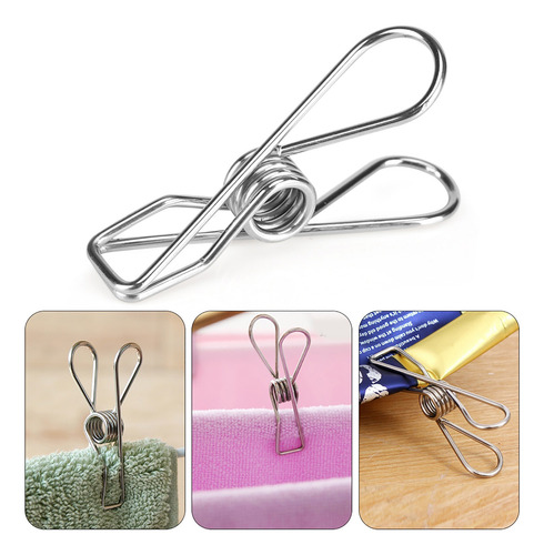 20pcs Ganchos De Ropa Acero Inoxidable Para Tendedero Hogar