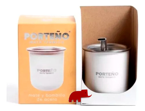 Combo De  Mate Térmico Porteño Acero Inoxidable Con Bombilla