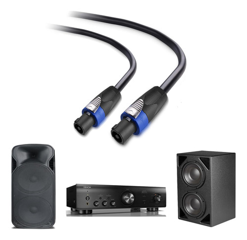2 Pack 15ft Pro Speakon To Speakon Cable, Pair 12awg Patc...