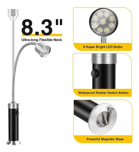 2 Luminárias Flexíveis Churrasqueira Com 9 Leds E Imã Kit