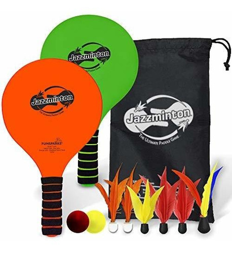 Funsparks Paddle Ball Game Jazzminton Deluxe Con Led Birdie 